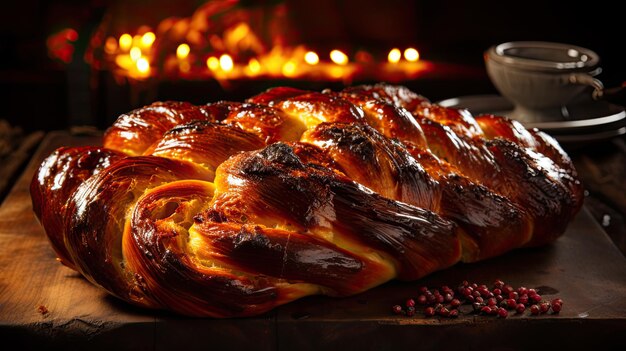 Hanukkah Challah su sfondo festivo