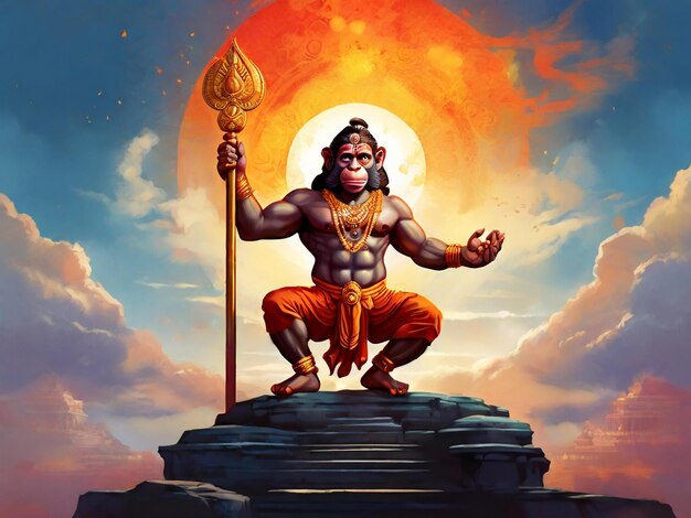 Hanuman jayanti colorato background design di migliore qualità hyper realistico carta da parati immagine ai generato