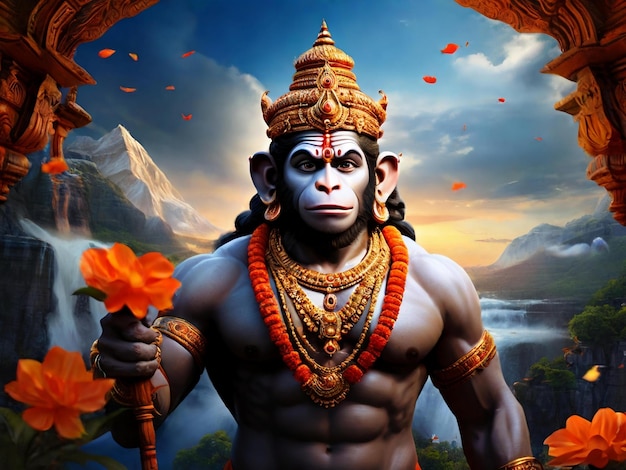 Hanuman jayanti colorato background design di migliore qualità hyper realistico carta da parati immagine ai generato