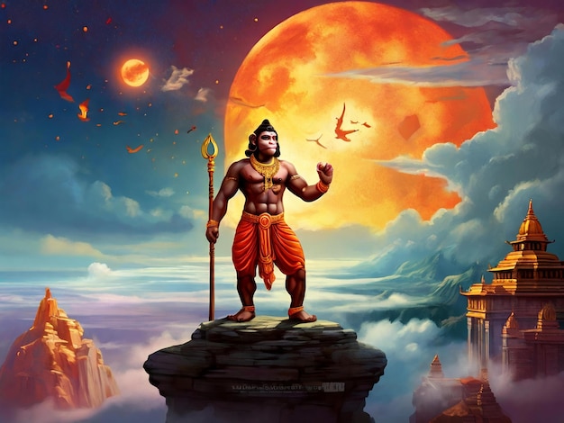 Hanuman jayanti colorato background design di migliore qualità hyper realistico carta da parati immagine ai generato