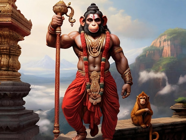 Hanuman jayanti colorato background design di migliore qualità hyper realistico carta da parati immagine ai generato