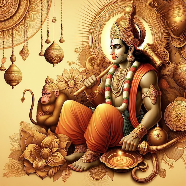 Hanuman Jayanti Immagine di sfondo generata da AI