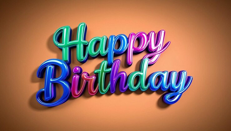Happy birthday 3d calligraphy typography on beautiful background