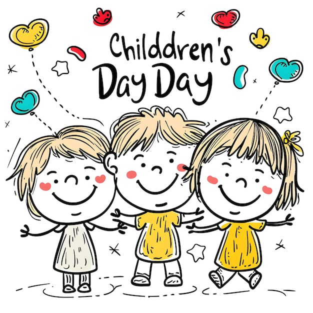 Happy children day illustration background for design children's day post con il testo del giorno dei bambini