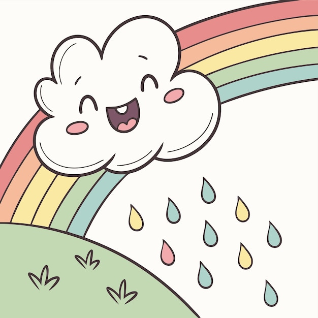 Happy Cloud Rainbow and Rain