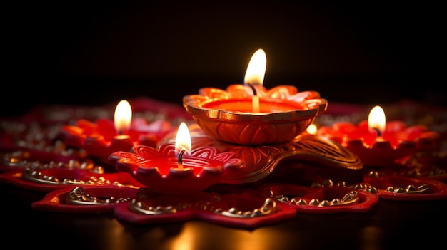 Happy diwali decorative diya sfondo della celebrazione del festival tradizionale