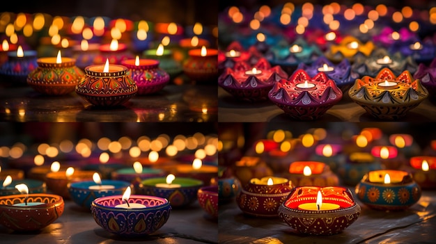 Happy diwali decorative diya sfondo della celebrazione del festival tradizionale