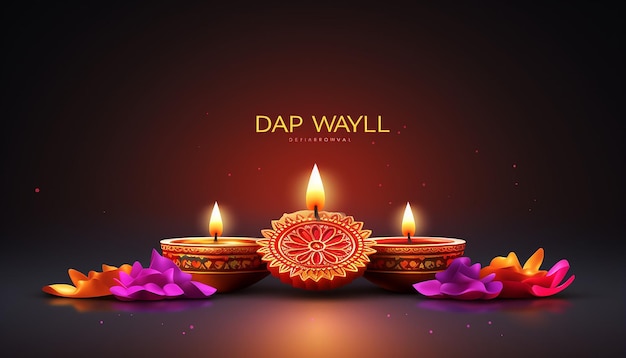 Happy Diwali festival delle luci design modello banner colorato con lampada decorativa diya