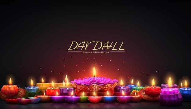 Happy Diwali festival delle luci design modello banner colorato con lampada decorativa diya