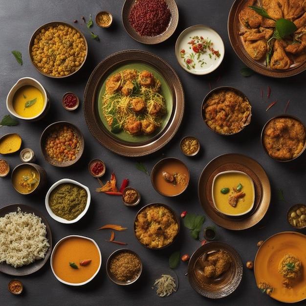 Happy Diwali Food Served On A Table celebrazione del festival ai generato