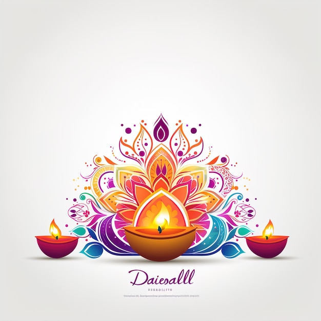 Happy Diwali illustrazione di Burning Diya su Happy Diwali Diwali Celebration Festival delle luci con sfondo