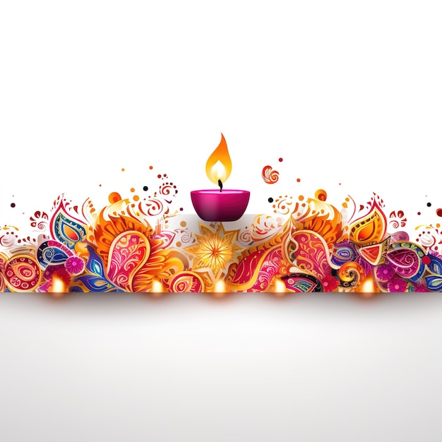 Happy Diwali illustrazione di Burning Diya su Happy Diwali Diwali Celebration Festival delle luci con sfondo