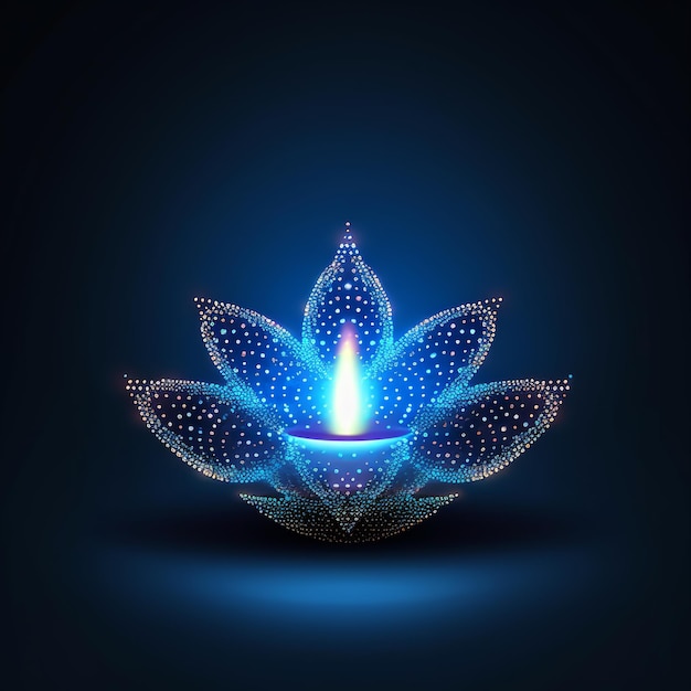 Happy Diwali Tecnologia poligonale Diwali Diya sfondo Low poly blu