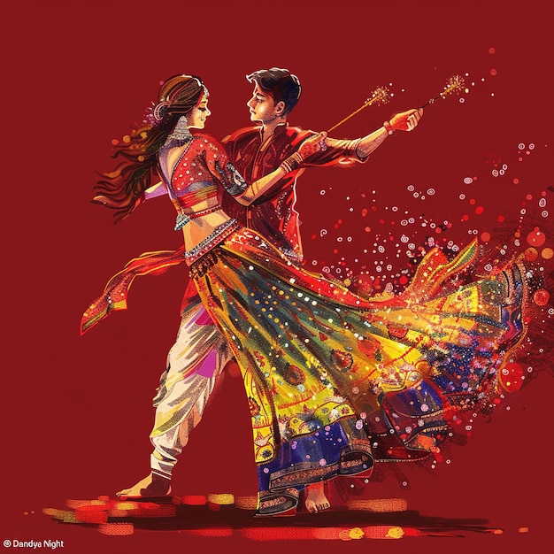 Happy Durga PujaSubh NavratriGarba Night bandiera di intestazione religiosa indiana