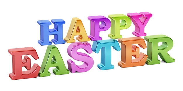 Happy Easter concept colored inscription 3D rendering