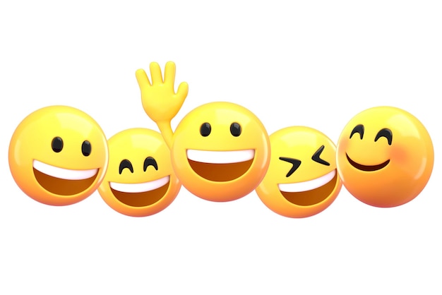 Happy emoji png sticker illustrazione 3D sfondo trasparente