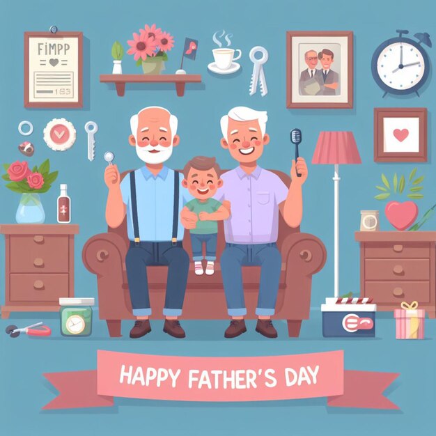 Happy Fathers Day Flat Illustration Concept (Concetto di illustrazione per la Festa dei Padri)