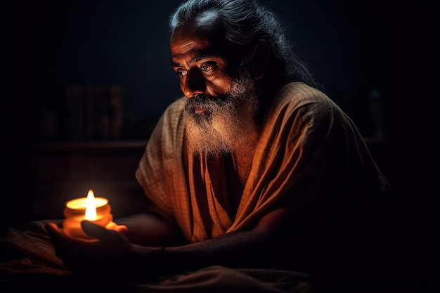 Happy guru purnima Il giorno in cui nacque il primo guru La festa del grande saggio Vyasa Tradizionale celebrazione indù dedicata ai maestri spirituali illuminati IA generativa