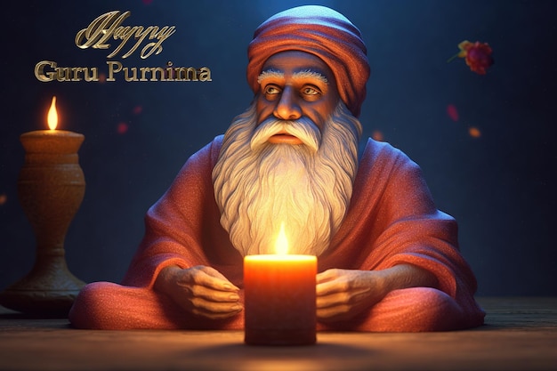 Happy guru purnima Il giorno in cui nacque il primo guru La festa del grande saggio Vyasa Tradizionale celebrazione indù dedicata ai maestri spirituali illuminati IA generativa