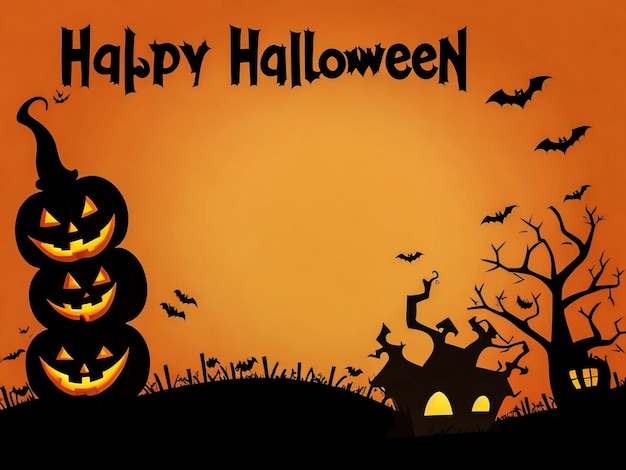 Happy Halloween Gruppo di illustrazione 3D zucca su dolcetto o trucco divertente festa celebrazione sfondo