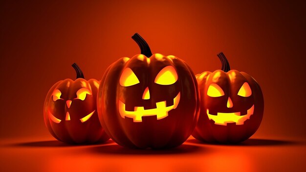 Happy Halloween illustrazione tre zucca isolata Ai generativa