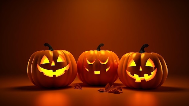 Happy Halloween illustrazione tre zucca isolata Ai generativa