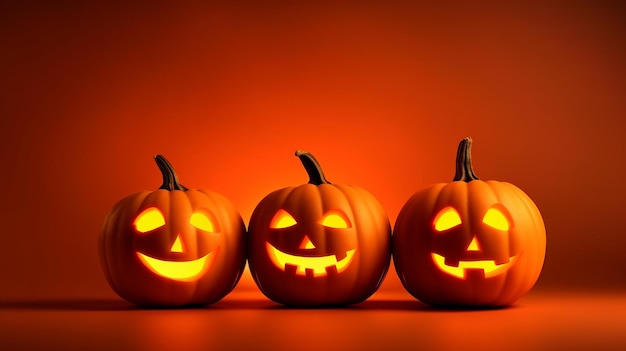 Happy Halloween illustrazione tre zucca isolata Ai generativa