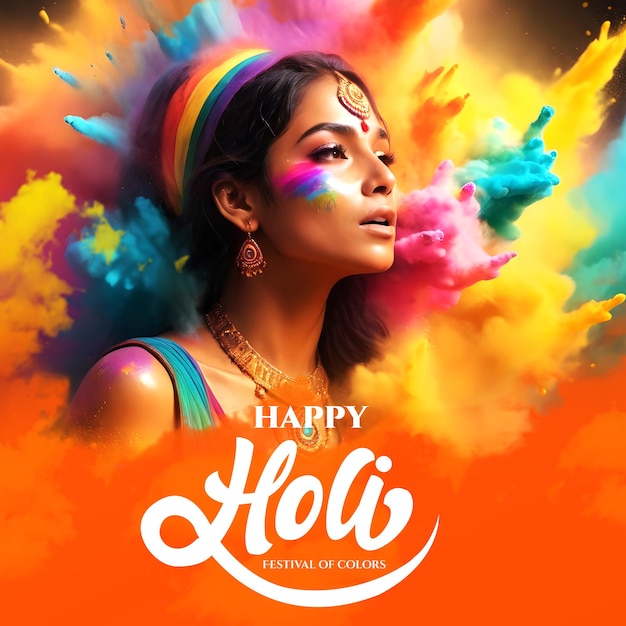 Happy Holi con la festa dei colori sullo sfondo