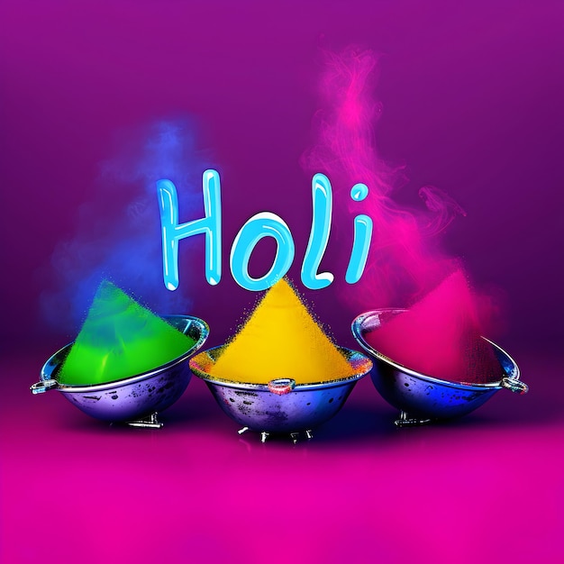 Happy Holi greetings card design con testo colorato festa dell'induismo indiano