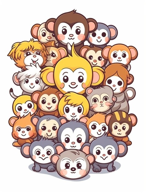 Happy Monkeys disegno vettoriale di cartoni animati