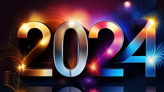 Happy New Year Celebration 2024 Sparkles Banner brillante carta scintillante