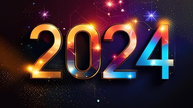 Happy New Year Celebration 2024 Sparkles Banner brillante carta scintillante