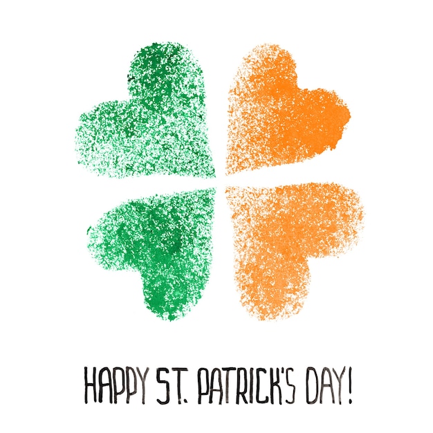 Happy St. Patrick's Day - Quadrifoglio irlandese con i colori della bandiera dell'Irlanda