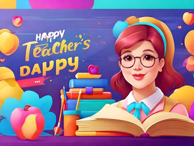 Happy Teachers Day Banner illustrazione Immagine design ad alta risoluzione AI Generare immagine