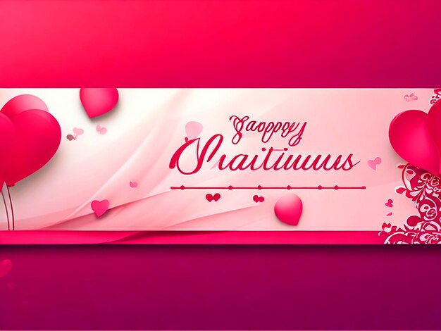 Happy valentines day banner design con immagine di sfondo