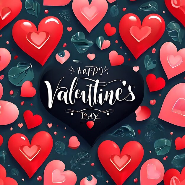 Happy valentines day testo lettering hearai generato