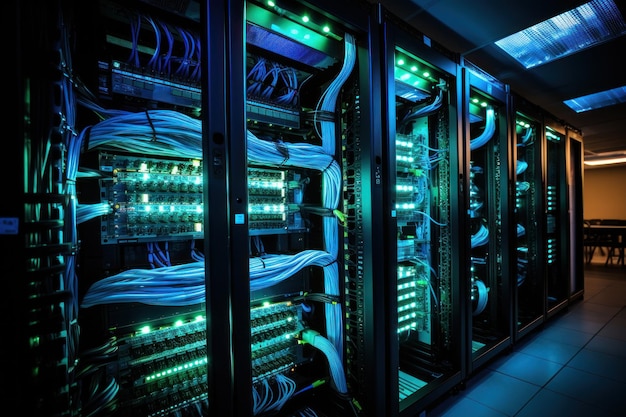 Hardware di rete Sala server Tecnologia di telecomunicazione generativa con Ai Foto di alta qualità