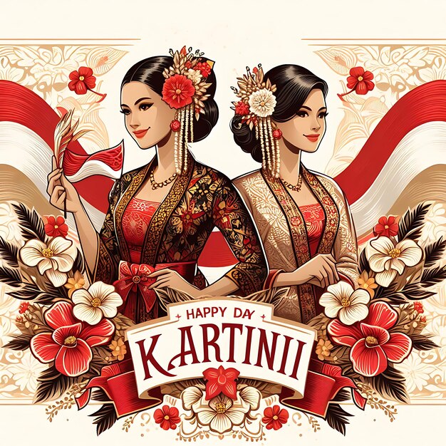 Hari Kartini un poster per una felice celebrazione del giorno di Navra