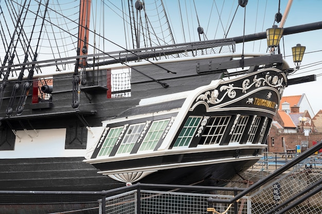 Hartlepool, Regno Unito - 27 luglio 2021: Il Museo Nazionale della Royal Navy, nel nord dell'Inghilterra. Grande nave da guerra reale