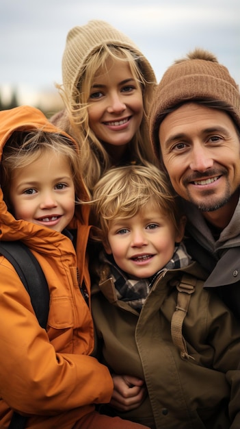 Hayride attraverso un campo di zucche con la famiglia