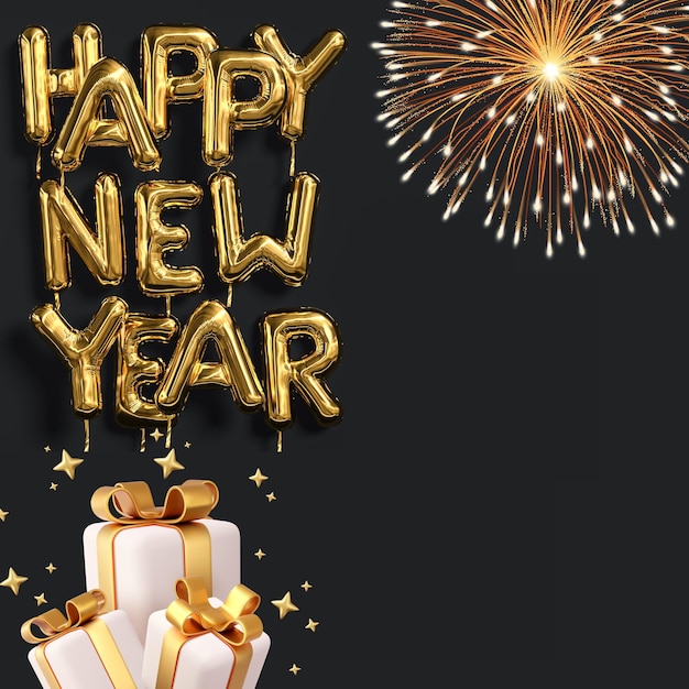 HD Nuovo anno 2025 Poster Design Background Template Buon anno palloncino d'oro