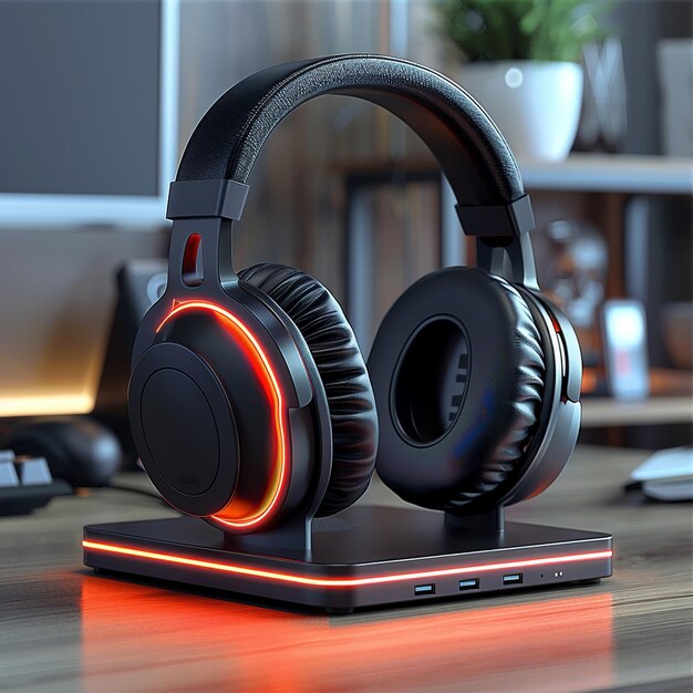 Headset per giochi con usb hub built-in sullo sfondo