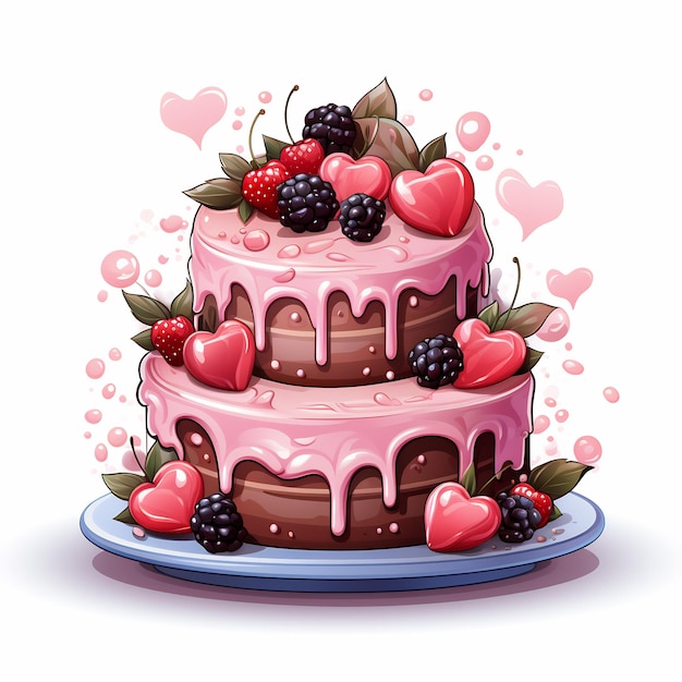 Heart Cake Valentine Sublimation Clipart sfondo bianco colorato