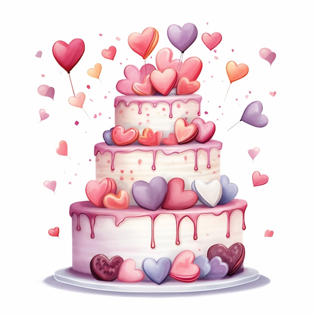 Heart Cake Valentine Sublimation Clipart sfondo bianco colorato