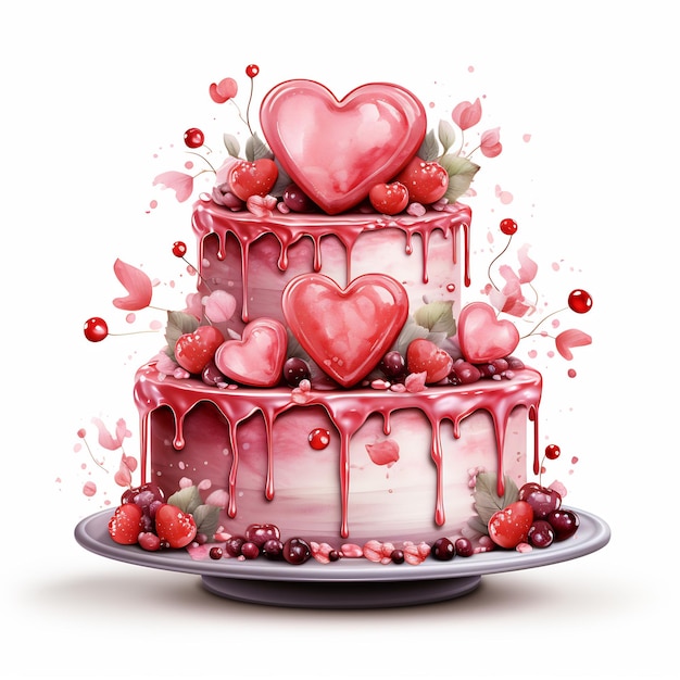 Heart Cake Valentine Sublimation Clipart sfondo bianco colorato