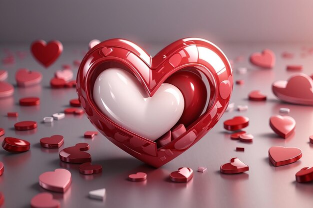 Heart concept love valentine's day february 14 rendering realistic