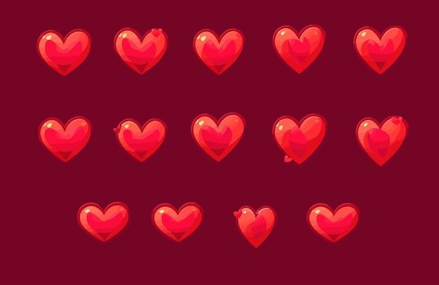 Heart fill progress game animation sprite sheet app iconsIsolated on background Cartoon vector illustration