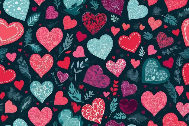 Heart seamless pattern design per il giorno di San Valentino e qualsiasi concetto d'amore