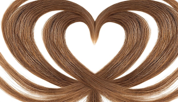 Heartfelt Tresses Capelli marroni che formano la forma dell'amore San Valentino