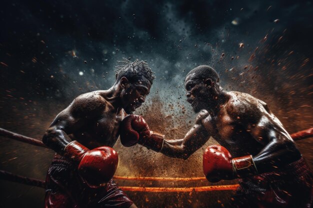 Heat of Battle Boxers Man che combatte sul ring con intelligenza artificiale generativa
